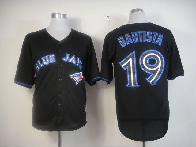 Men Toronto Blue Jays 19 Bautista Black MLB Jerseys